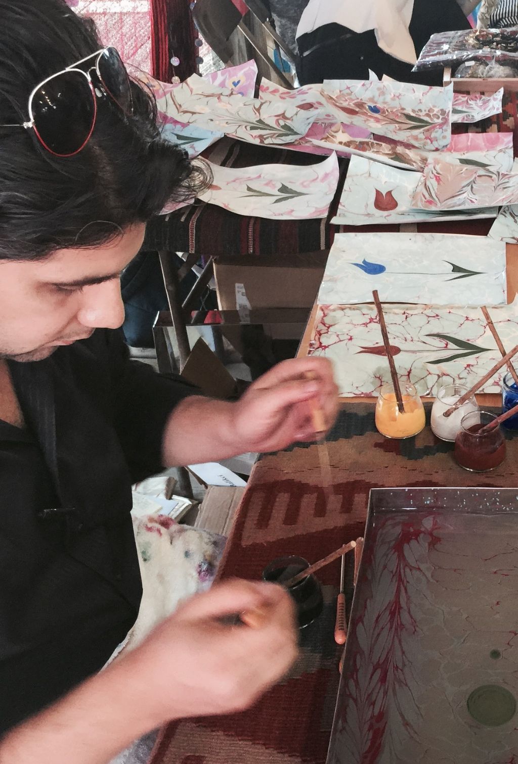 Erdem Balikci, professional Ebru artist from Austin Texas